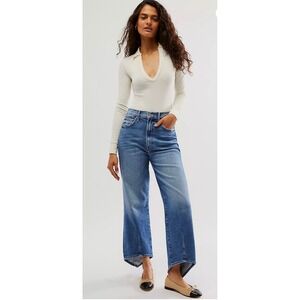 MOTHER The Backstabber Flood Jeans High on the Hog Size‎ 28 V cut Hem Asymmetric